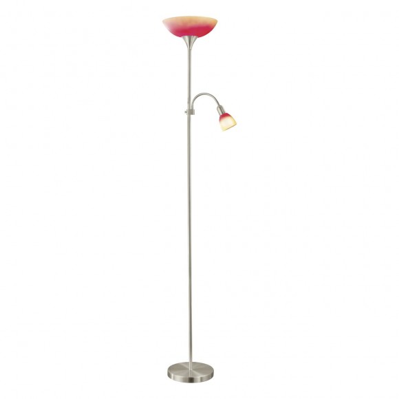 Eglo 86654 stojací svítidlo Up 2 1x60W+1x25W | E27+E14 - matný nikl, červená