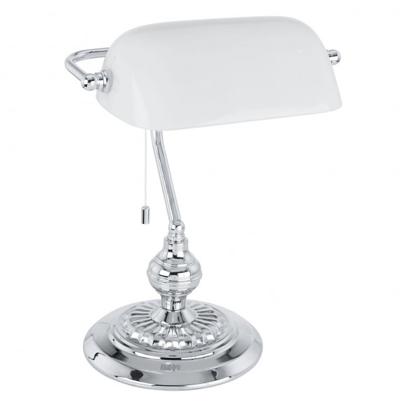 Eglo 90968 stolní svítidlo Banker 1x60W | E27 - chrom, bílá