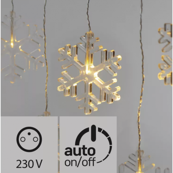 Emos ZY2265 LED venkovní vánoční závěs vločky 0,6W | IP44 | 8 žárovek - teplá bílá, časovač
