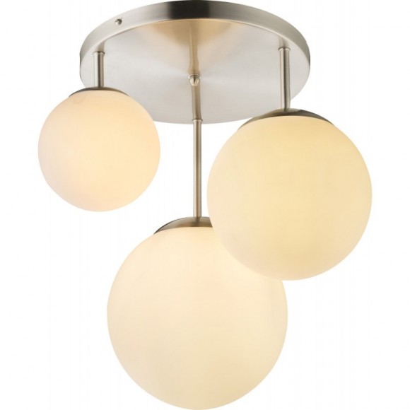 Globo 1581-3DR přisazené stropní svítidlo Joel 3x60W | E27 - bílá, opál, matný nikl