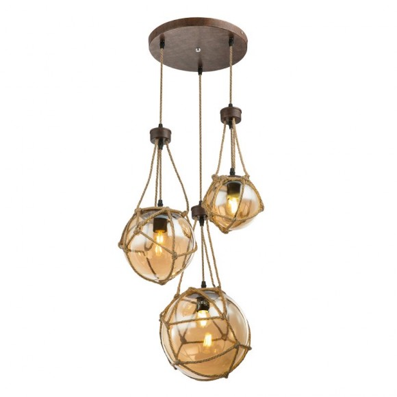 Globo 15859-3H závěsné stropní svítidlo Tiko 3x25W | E27 - rez, hnědá