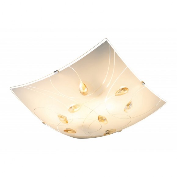 Globo 40393-2 stropní svítidlo Taveuni 2x60W | E27 - chrom, satinované sklo, jantarový křišťál