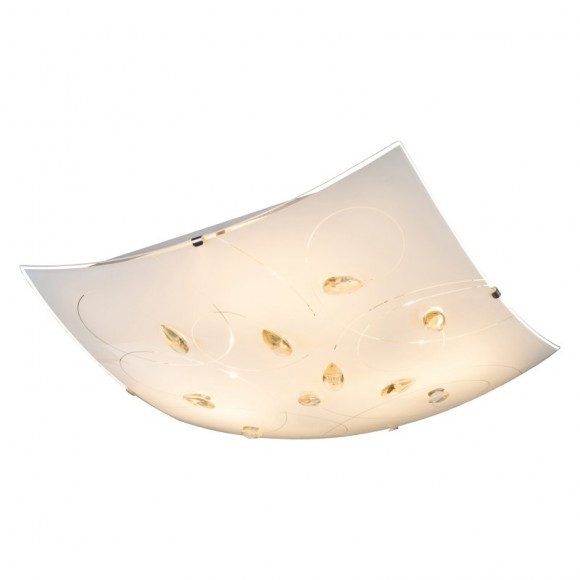 Globo 40393-3 stropní svítidlo Taveuni 3x60W | E27 - chrom, satinované sklo, jantarový křišťál