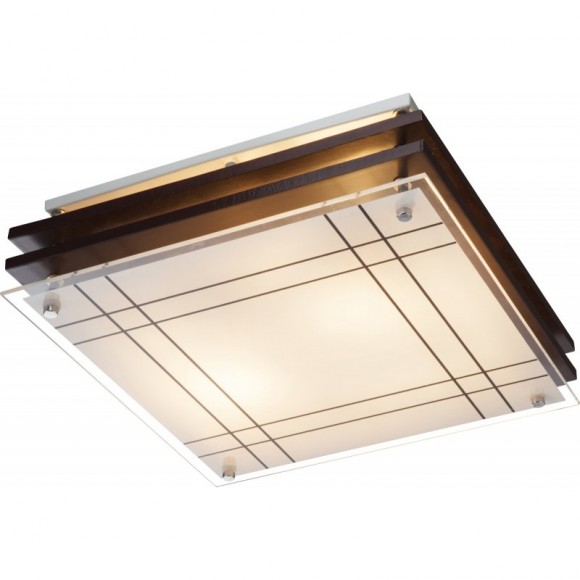 Globo 48089-2 stropní svítidlo Kadavu 2x60W | E27 - dřevo, satinované sklo