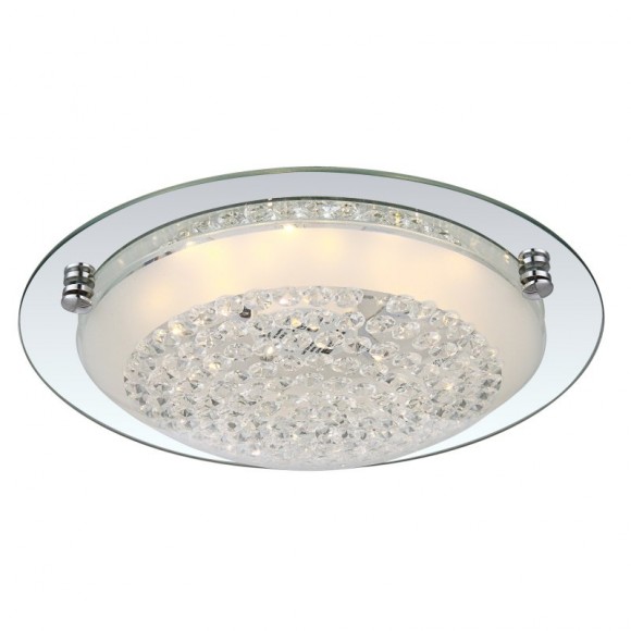 Globo 48249 LED stropní svítidlo Froo 1x12W | 1040lm | 3100K - chrom, průhledný křišťál, satinované sklo