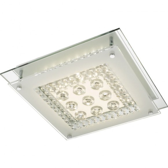 Globo 49362 LED stropní svítidlo Elena 1x12W | 1020lm | 4000K - chrom, satinované sklo, průhledný křišťál