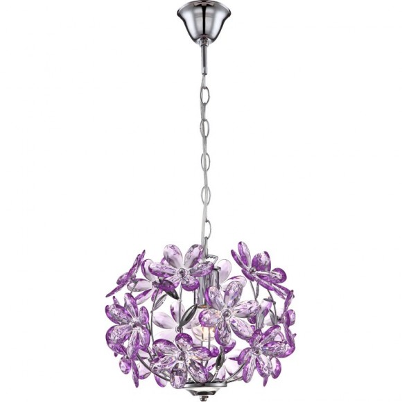 Globo 5143 závěsné stropní svítidlo Purple 1x60W | E27 - chrom, akrylové křišťály, fialová