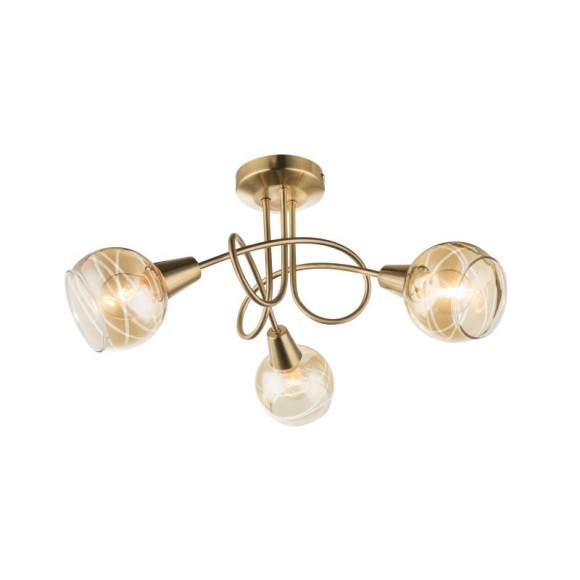 Globo 54346-3 přisazené stropní svítidlo Lara 3x4W | E14 LED | 320lm | 3000K - žárovky součástí balení, zlatá, jantarová