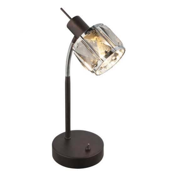 Globo 54357-1T LED stolní svítidlo Isla 1x4W | E14 LED | 196lm | 3000K - vypínač na těle, bronz, kouřové sklo