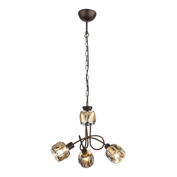 Globo 54357-3H závěsné stropní svítidlo Indiana 3x40W | E14 | | 1x LED 5W | 305lm | 3000K - bronz, kouřové sklo