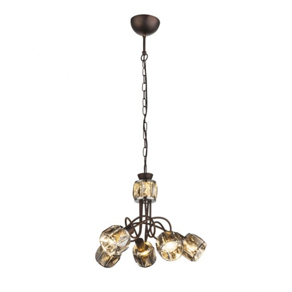 Globo 54357-5H závěsné stropní svítidlo Indiana 5x40W | E14 | | 1x LED 5W | 305lm | 3000K - bronz, kouřové sklo