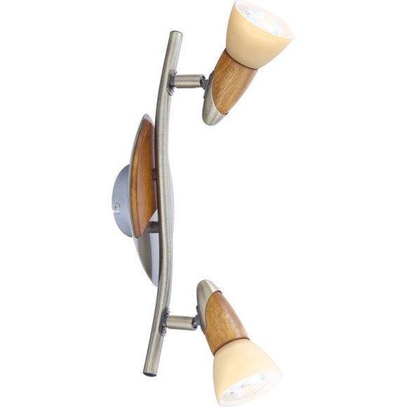 Globo 5443-2 přisazené bodové stropní svítidlo Lord III 2x40W | E14 | R50 - mosaz, dřevo, sklo champagne