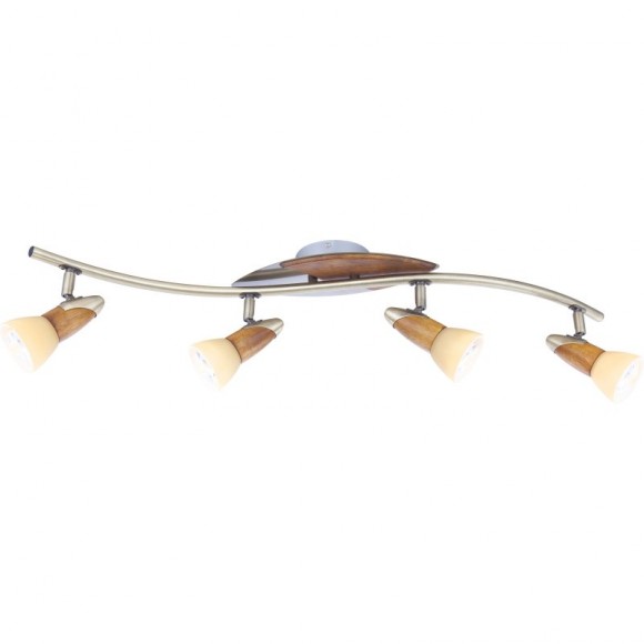 Globo 5443-4 přisazené bodové stropní svítidlo Lord III 4x40W | E14 | R50 - mosaz, dřevo, sklo champagne