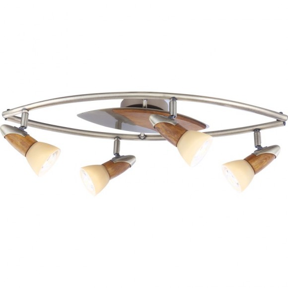 Globo 5443-4B přisazené bodové stropní svítidlo Lord III 4x40W | E14 | R50 - mosaz, dřevo, sklo champagne