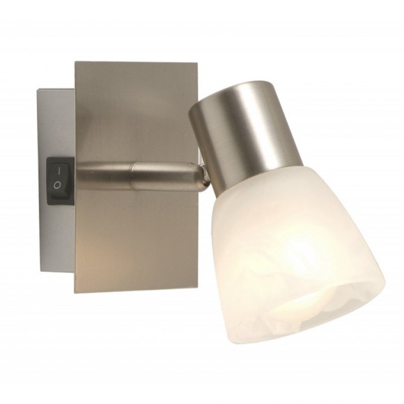 Globo 54530-1 nástěnná lampa Parry 1x40W | E14 - vypínač na těle, matný nikl, alabastr