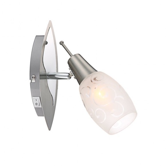 Globo 54984-1 nástěnná lampa Florita 1x40W | E14 - vypínač na těle, matný nikl, satinované sklo, opál