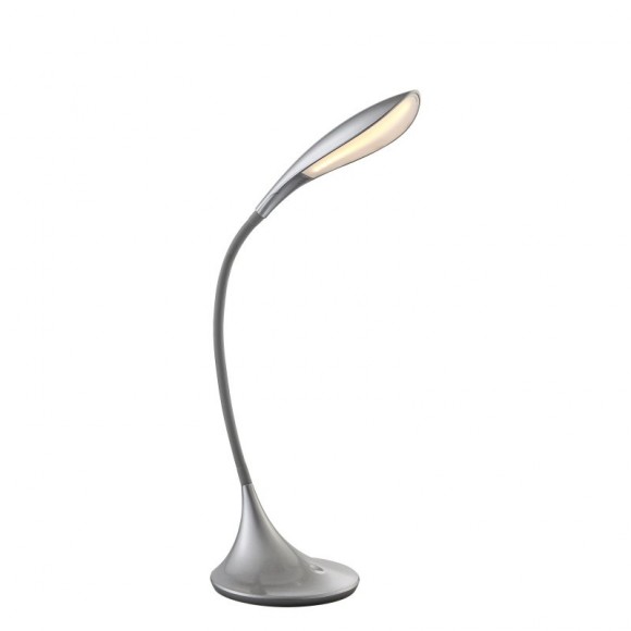 Globo 58244 LED stolní svítidlo Shannon 1x5W | 400lm | 3000K - ohebné rameno, dotykový stmívač, stříbrná