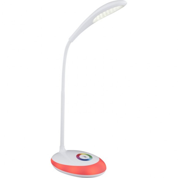 Globo 58264 LED stolní svítidlo Minea 1x3W | 230lm | 5000K | RGB - nastavitelná výška, ohebné rameno, dotykový stmívač, měnič barev, fixace barev, bílá