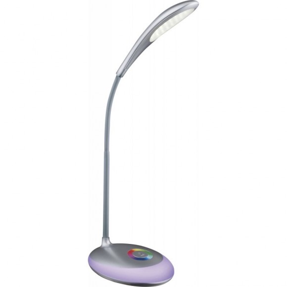 Globo 58265 LED stolní svítidlo Minea 1x3W | 230lm | 5000K | RGB - nastavitelná výška, ohebné rameno, dotykový stmívač, měnič barev, fixace barev, stříbrná