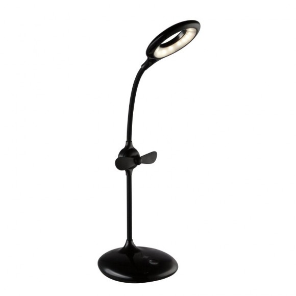 Globo 58347B LED stolní svítidlo Stannis 1x3W | 11-164lm | 4000K - ohebné rameno, větrák, dotykový stmívač, dotykový vypínač, USB, černá
