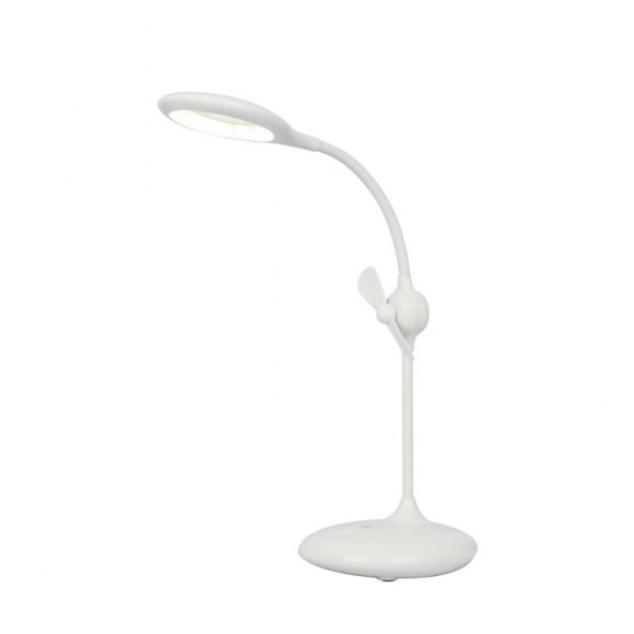 Globo 58347W LED stolní svítidlo Stannis 1x3W | 11-164lm | 4000K - ohebné rameno, větrák, dotykový stmívač, dotykový vypínač, USB, bílá
