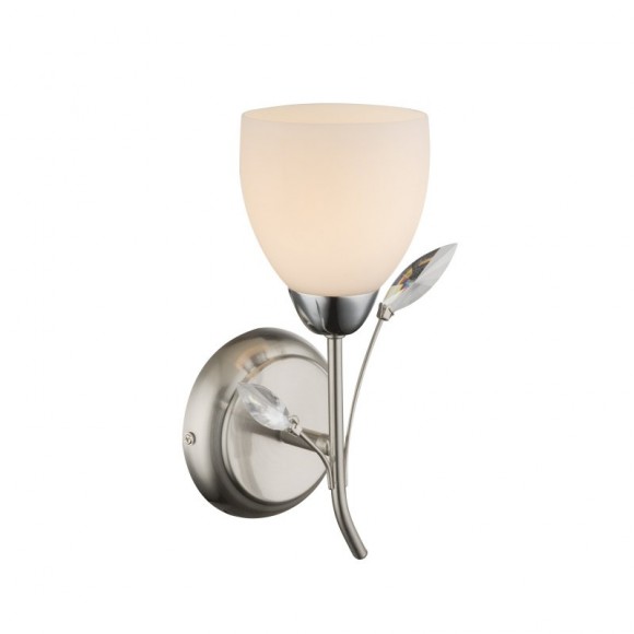 Globo 60215W nástěnná lampa Singu 1x40W | E14 - matný nikl, opál, bílá