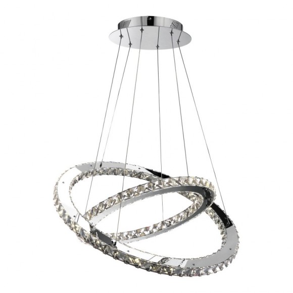 Globo 67032-60 LED závěsný lustr Marilyn 1x60W | 2840lm | 4000K - nastavitelné, chrom, průhledný křišťál