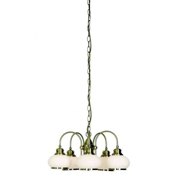 Globo 6900-5 závěsné stropní svítidlo Nostalgika 5x40W | E14 - mosaz, opál