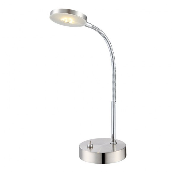Globo 24122 LED stolní lampa Deniz 1x5W | 350lm | 3000K - matný nikl, ohebné rameno, vypínač na těle
