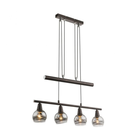 Globo 54347-4Z závěsné stropní bodové svítidlo Isla 4x4W | E14 LED | 1600lm | 3000K - žárovky součástí balení, nastavitelná výška, bronzová, kouřové sklo