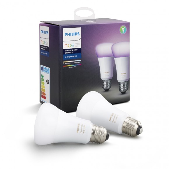 Philips Hue 8718696729052 2x LED žárovka 9,5W | E27 | 806lm | 2200-6500K | RGB - White and Color Ambiance