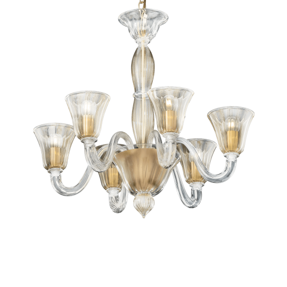 Ideal Lux 005843 závěsné stropní svítidlo Ca Foscari 6x40W|E14 - zlaté