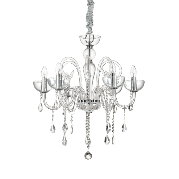 Ideal Lux 027623 závěsné stropní svítidlo Canaletto Transparente 6x40W|E14 - šedé
