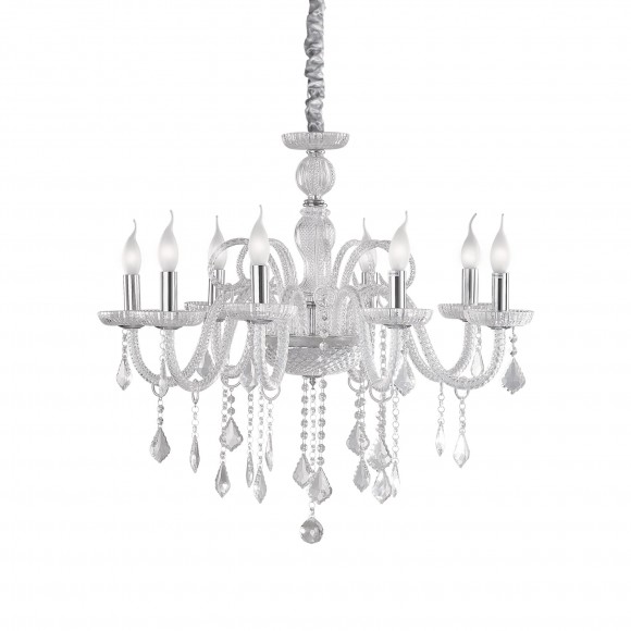 Ideal Lux 027838 závěsné svítidlo Giudecca Transparente 8x40W|E14 - sklo/křišťál