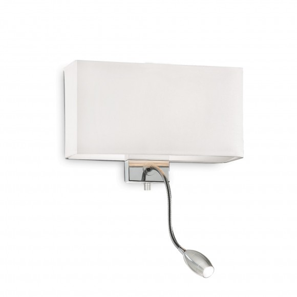 Ideal Lux 035949 LED nástěnné svítidlo se směrovou lampičkou na čtení Hotel Bianco 1x60W | E27 | 45lm | 3000K - bílá