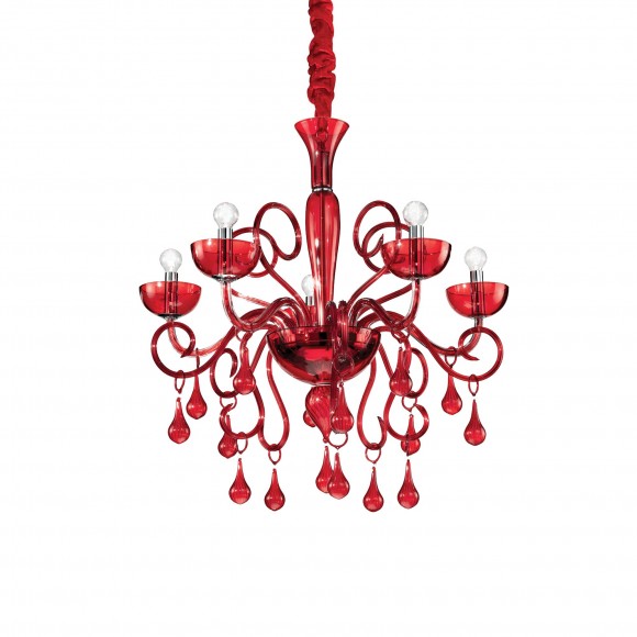 Ideal Lux 073453 závěsné stropní svítidlo Rosso 5x40W|E14 - červené