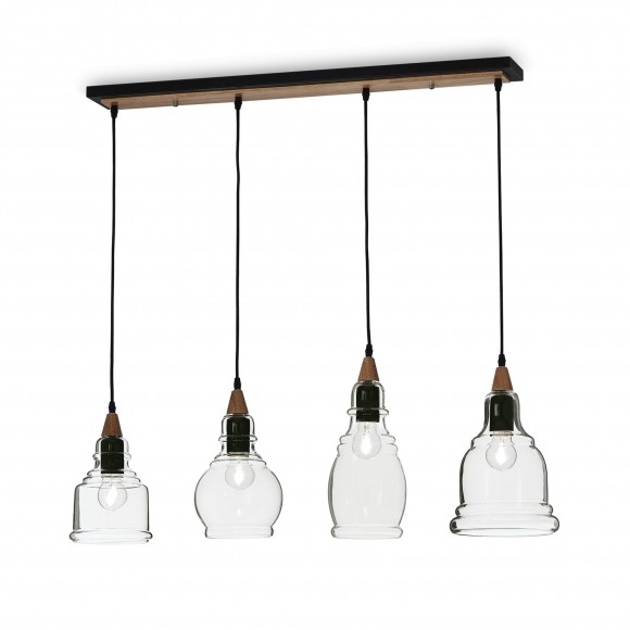 Ideal Lux 122557 závěsné stropní svítidlo Gretel 4x60W|E27 - černá, dřevo