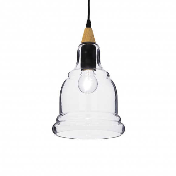 Ideal Lux 122564 závěsné stropní svítidlo Gretel 1x60W|E27 - černá, dřevo