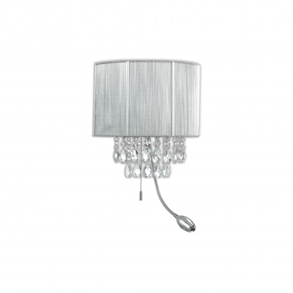 Ideal Lux 122588 nástěnné svítidlo se směrovou lampičkou Opera Argento 1x40W|E14 a 1x1W - šedé