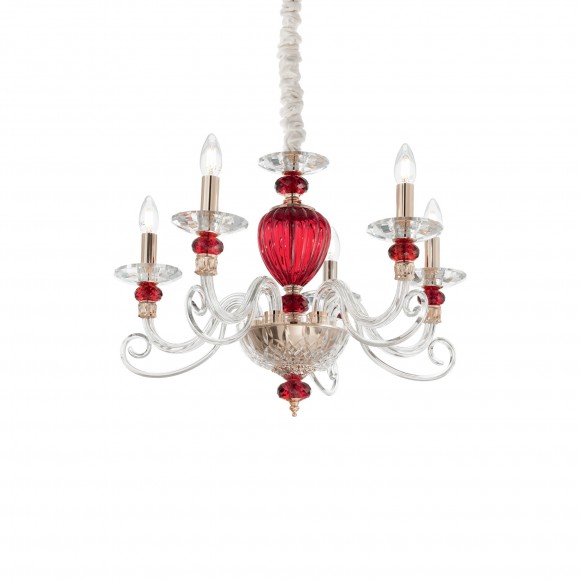 Ideal Lux 168258 závěsné stropní svítidlo Baronet 5x40W|E14 - červené