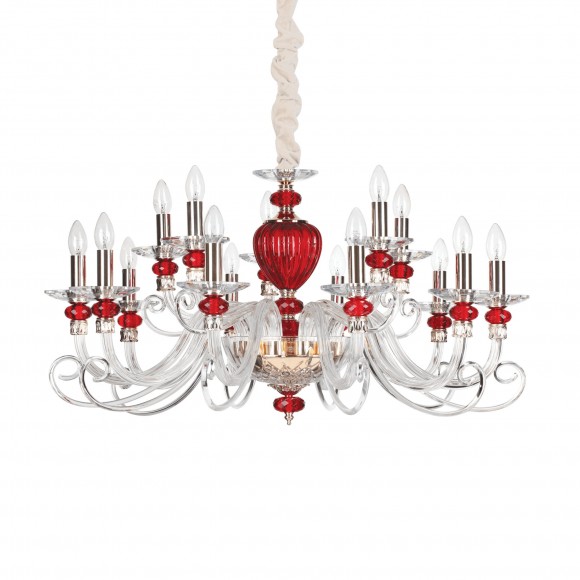 Ideal Lux 168289 závěsné stropní svítidlo Baronet 15x40W|E14 - červený
