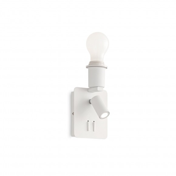Ideal Lux 239521 nástěnná lampička s vypínačem Gea Map bez stínidla 1x60W + 1x3W | 3000K - bílá