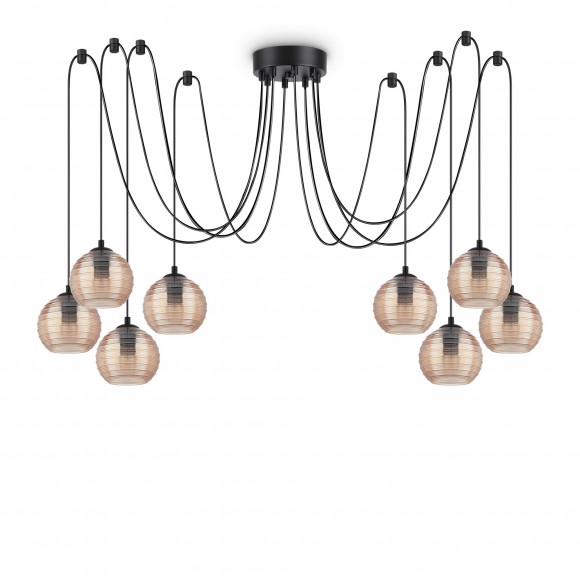 Ideal Lux 241173 závěšený stropní lustr Riga 8x60W | E27 - s hnědými kouřovými skly