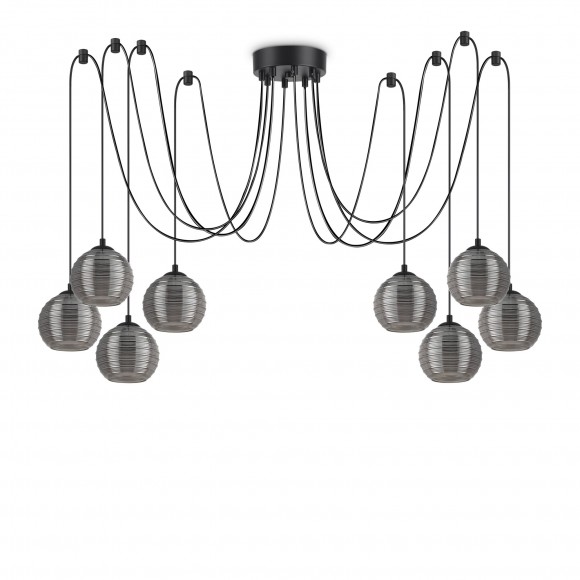 Ideal Lux 241197 závěšený stropní lustr Riga 8x60W | E27 - s kouřovými skly