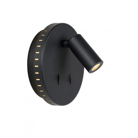 Lucide 79201/09/30 LED nástěnné svítidlo Bentjer 1x6W+1x3W | 350lm | 3000K - s vypínačem, černé