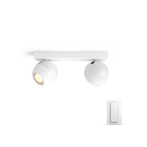 Philips Hue 50472/31/P7 LED stropní bodové svítidlo Buckram 2x5,5W | GU10 | 500lm | 2200-6500K - White Ambiance, stmívatelné, dálkové ovládání, bílá