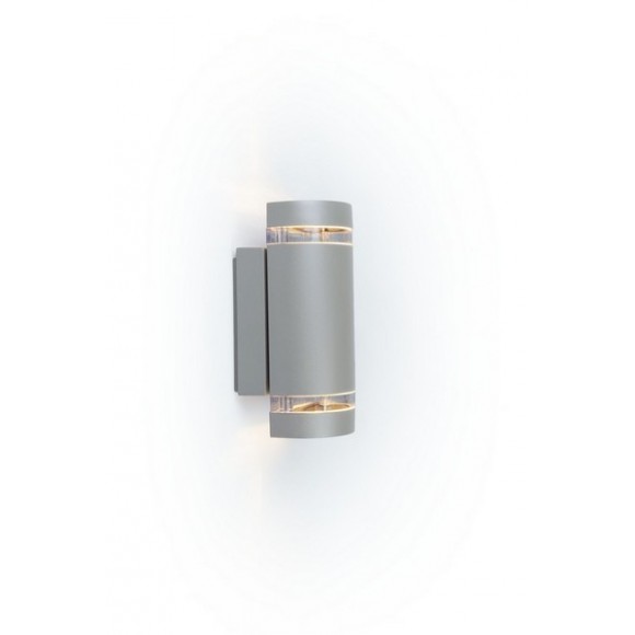 Lutec 5604023112 venkovní nástěnné svítidlo Focus 2x35W | GU10 | IP44 - soumrakový senzor, matná stříbrná