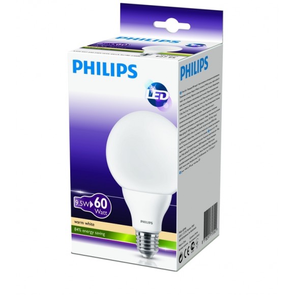 LED žárovka úsporná Philips 9,5W -> nahrazuje 60W E27 - LED Globe 9,5W --> 60W E27