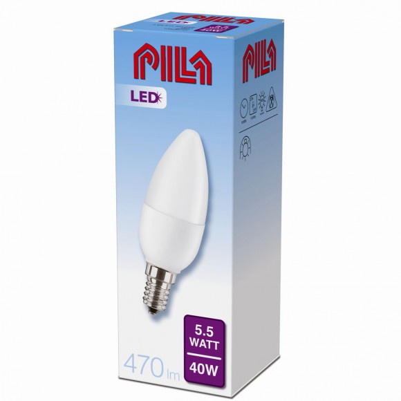 LED žárovka úsporná Philips 5,5W -> 40W E14 - PILA LED CANDLE 40W E14 827 B35 FR ND
