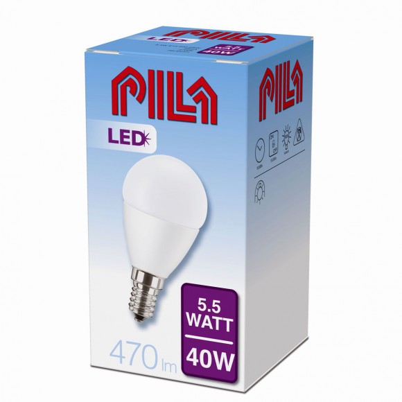 LED žárovka úsporná Philips 5,5W -> 40W E14 - PILA LED LUSTER 40W E14 827 P45 FR ND